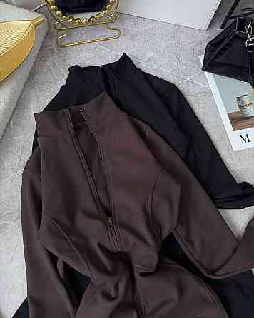 Женский теплый комбинезон на молнии с перестрочками пума Шоколад, 42/44 Одесса