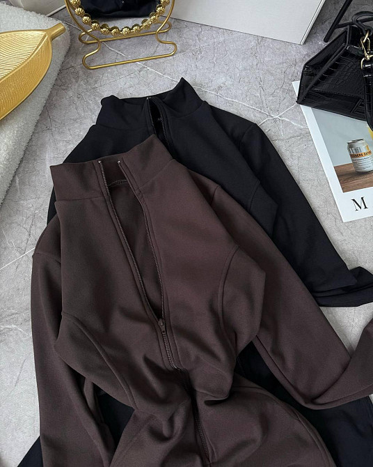 Женский теплый комбинезон на молнии с перестрочками пума Шоколад, 42/44 Одесса - изображение 2