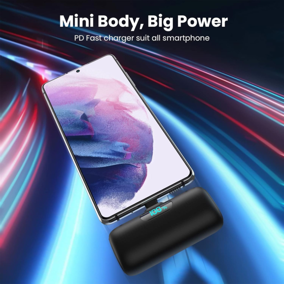 Б\В Power Bank Feob 5000 мАг USB-C 15 Вт PD, міні зовнішній акумулятор з LCD-дисплеєм, пряма зарядка смартфона, чорний Київ