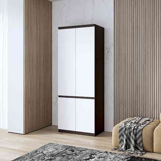 Шкаф для одежды VAYS, c полками, в спальню, современный, c фасадами без ручек R-24 Венге Темный-Белый фасад Львов