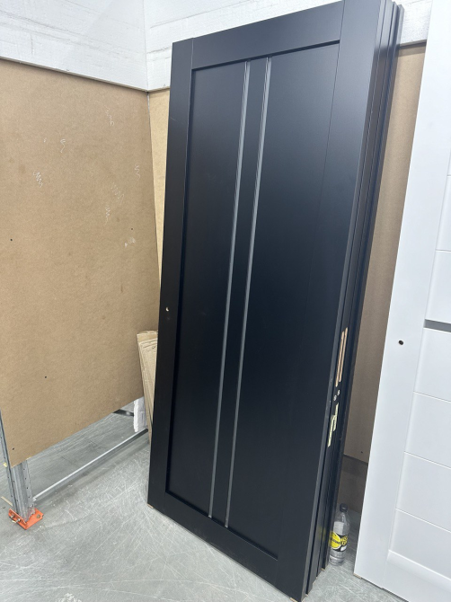 Двері екокошпон, Полотно, серія TETRA, Модель Т-02 (сатин) Колір: Чорний матовий  (НОВИНКА) Київ - фото 3