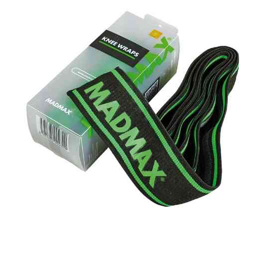 Бінті на коліна MadMax MFA-299 Non slide & slip knee wraps 2.0m Black/Green Кам'янське