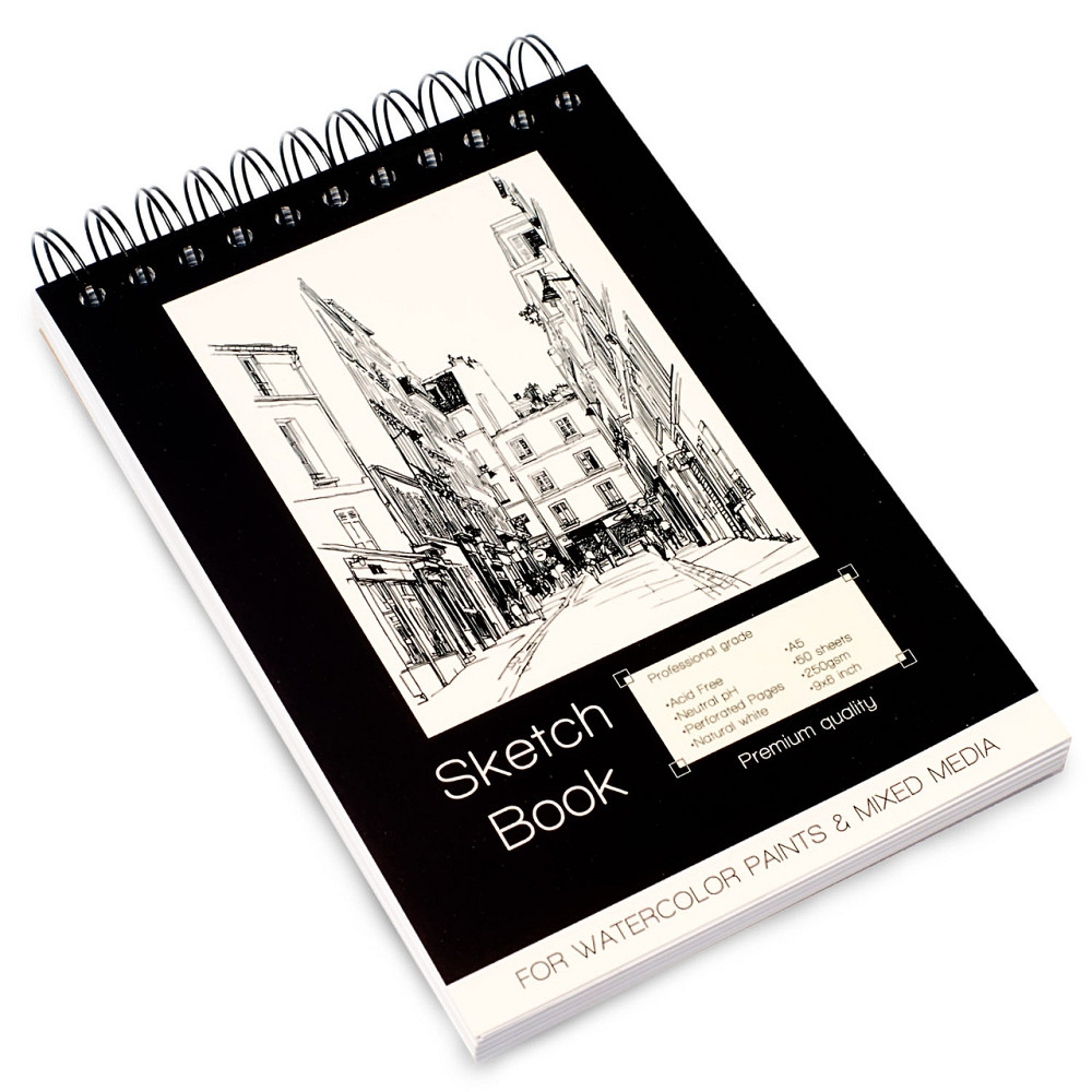 Щільний акварельний папір для скетчингу та малювання А4 250 г\м2 на 50 аркушів, альбом на спіралі Кам'янець-Подільський - фото 2