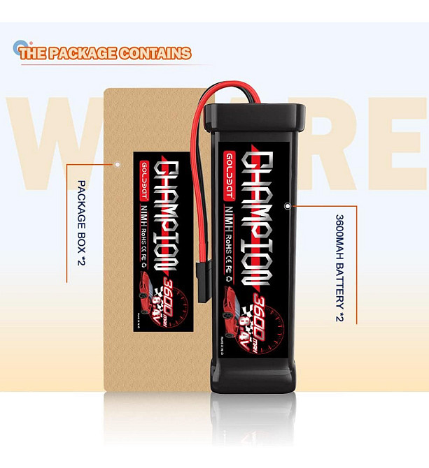 GOLDBAT 8.4V 3600mAh NIMH акумулятор з Tamiya роз'ємом для RC авто, бота та баггі Київ - фото 4