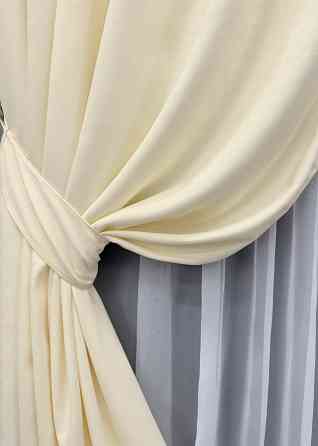 Комплект готових штор VR-Textil Мікровелюр Petek YL № 1704ш Кремовий 150х295 см 2 шт (33-0599) Київ