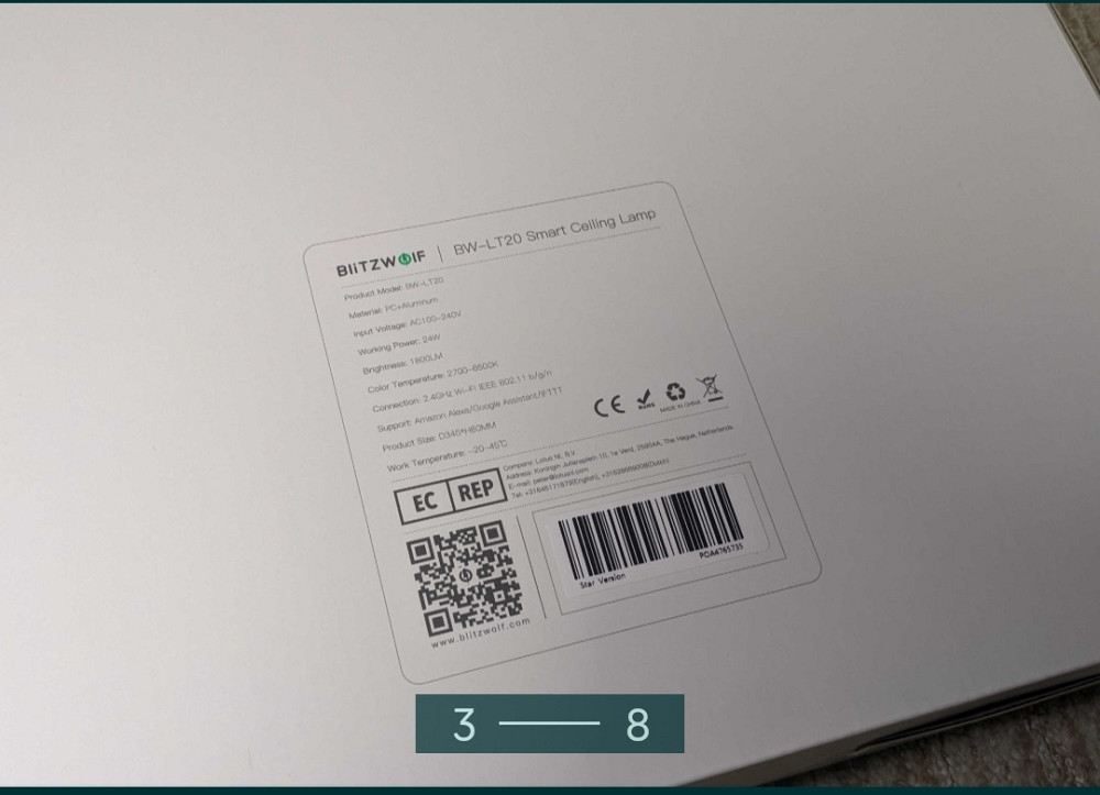 Розумний стельовий світильник LED-лампа Blitzwolf BW — LT20 24 W з APP Київ - фото 3