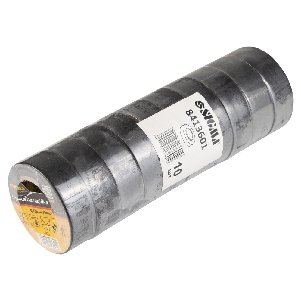 Стрічка ізоляційна ПВХ (чорна) 0.13мм×19мм×10м SIGMA (8413601) Рівне - фото 1