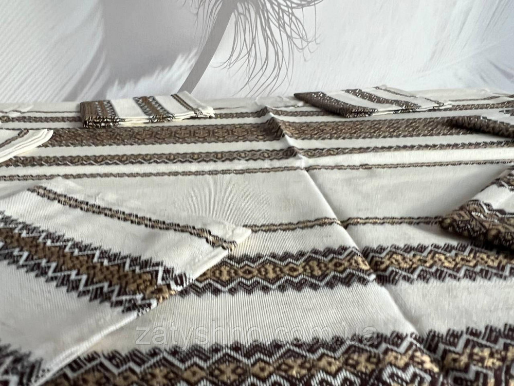 Кофейная   вышитая скатерть с салфетками Киев - изображение 5