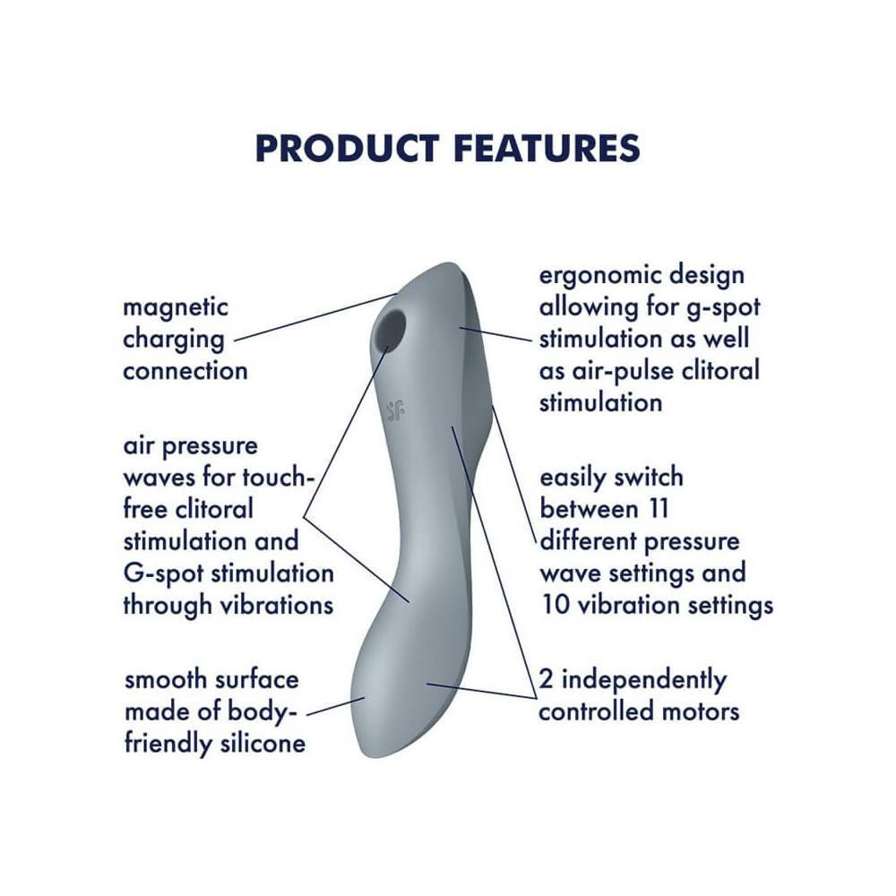 Вакуумный стимулятор клитора для женщин с вибрацией Satisfyer Curvy Trinity 3 серый Sex Aura Киев - изображение 6
