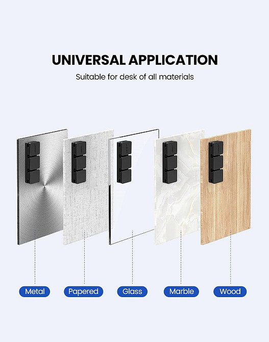 Органайзер для кабелів UGreen Cable Holder Clip Black (Чорний) Миколаїв - фото 8