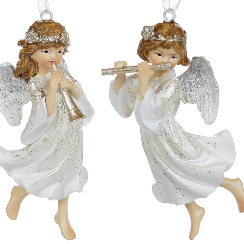 Декоративная подвеска Янгол с флейтой, 10.5см, цвет - шампань, 2 дизайна Житомир
