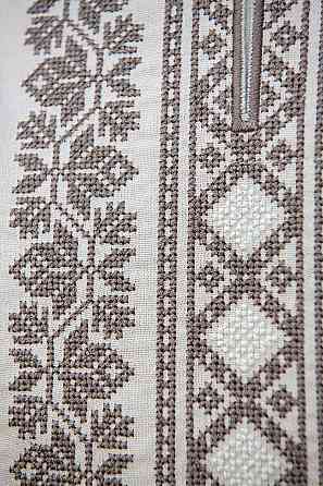 Вишиванка чоловіча, лляна, з довгим рукавом, світло-бежева , лен - , топ Київ