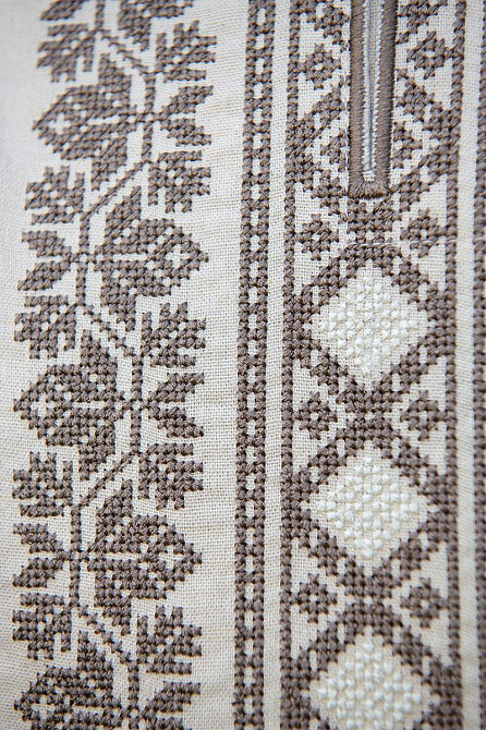 Вишиванка чоловіча, лляна, з довгим рукавом, світло-бежева , лен - , топ Київ - фото 3