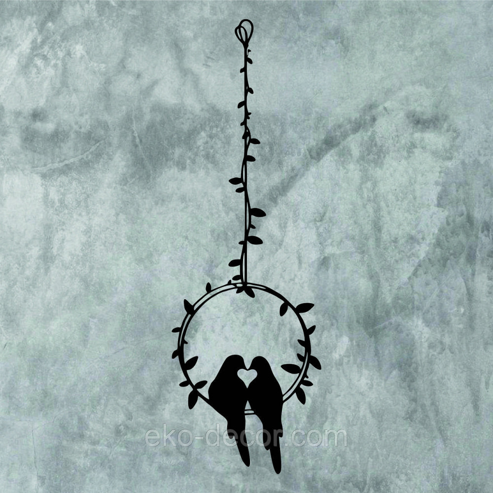 Декоративное настенное Панно «Две птички», Декор на стену 70*23 см, Черный Киев - изображение 3