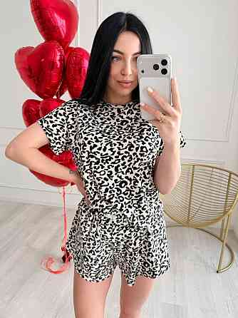 Женская стильная домашняя пижама с велюром Молочный 2 Одесса