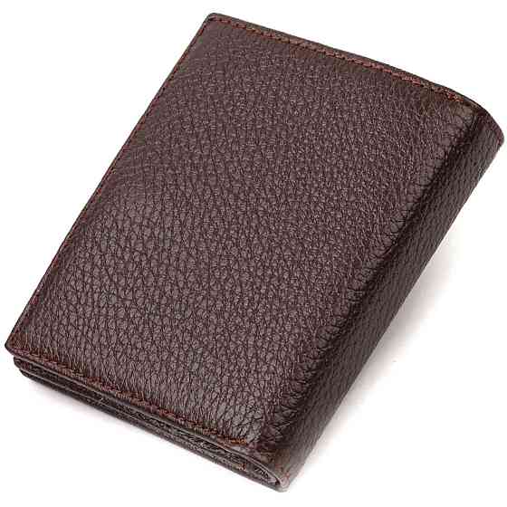 Компактне портмоне для чоловіків з натуральної зернистої шкіри CANPELLINI 21740 Коричневе Київ