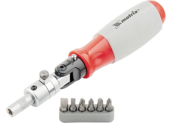 Отвертка реверсивная, поворотная головка, набор бит, CrV , 6 шт. MATRIX Полтава - изображение 1