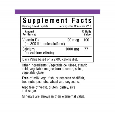 Вітамін Bluebonnet Nutrition Кальцій цитрат + Вітамін D3, 90 каплет (BLB0710) Вінниця - фото 2