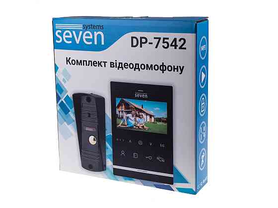 Комплект домофона 4 дюйма с вызывной панелью SEVEN DP–7542 Kit black Киев