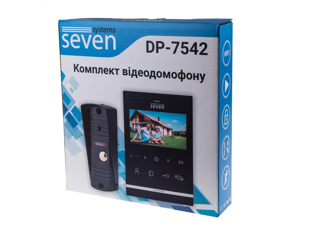 Комплект домофону 4 дюйми з панеллю виклику SEVEN DP–7542 Kit black Київ - фото 6