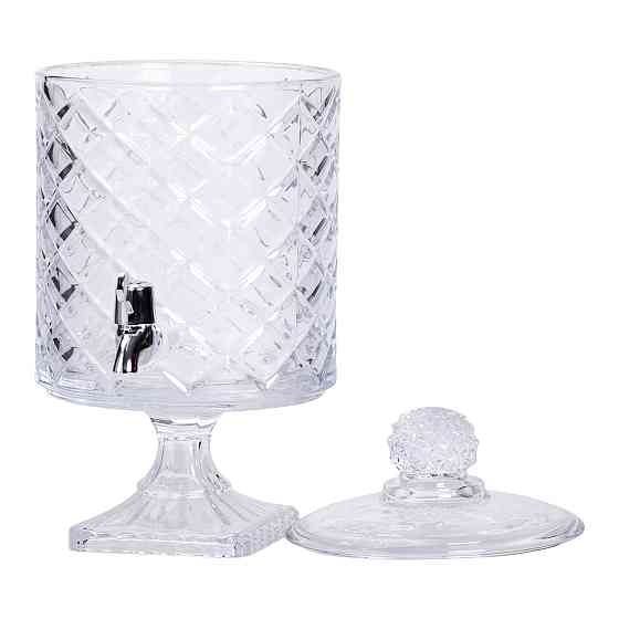 Лимонадниця зі скляним краном 39 см 4,5 л прозора на підставці HP-19-3 Київ