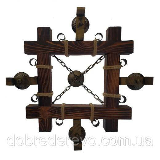 Люстра дерев'яна "Квадрат", 4 свічки Вижниця - фото 2