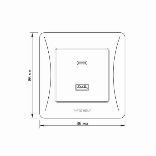 BINERA чорний графіт Розетка внутрішня USB+Type-C зарядний пристрій VF-BNCHRUC20-BG Videx Житомир