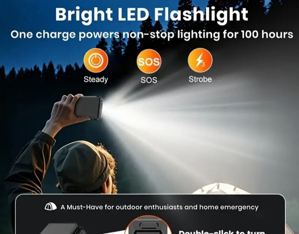 Повербанк на солнечной батарее, Power Bank, 20000 mAh, Фонарь. Киев - изображение 3