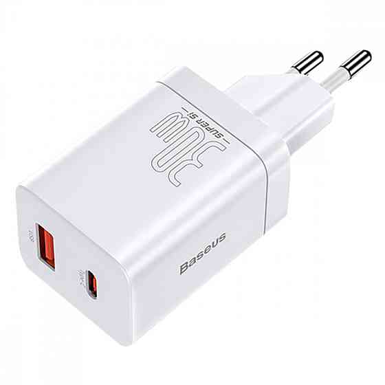 Мережевий зарядний пристрій Baseus Super Si Pro Quick Charger Type-C+USB 30W білий Львів
