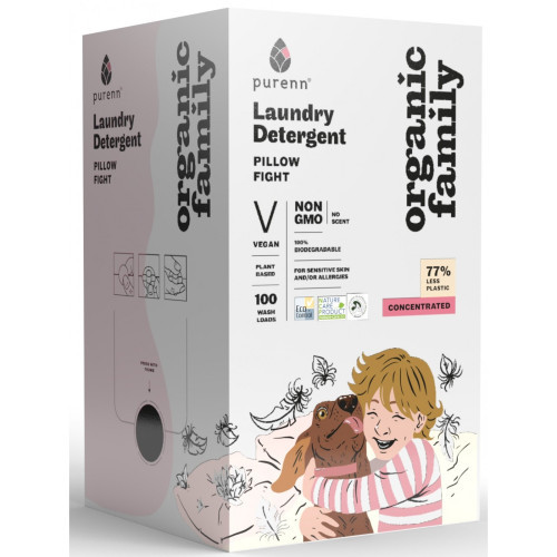 Натуральний рідкий концентрат PILLOW FLIGHT для прання кольорових та білих речей без аромату Purenn Organic Family 3 л Київ - фото 1