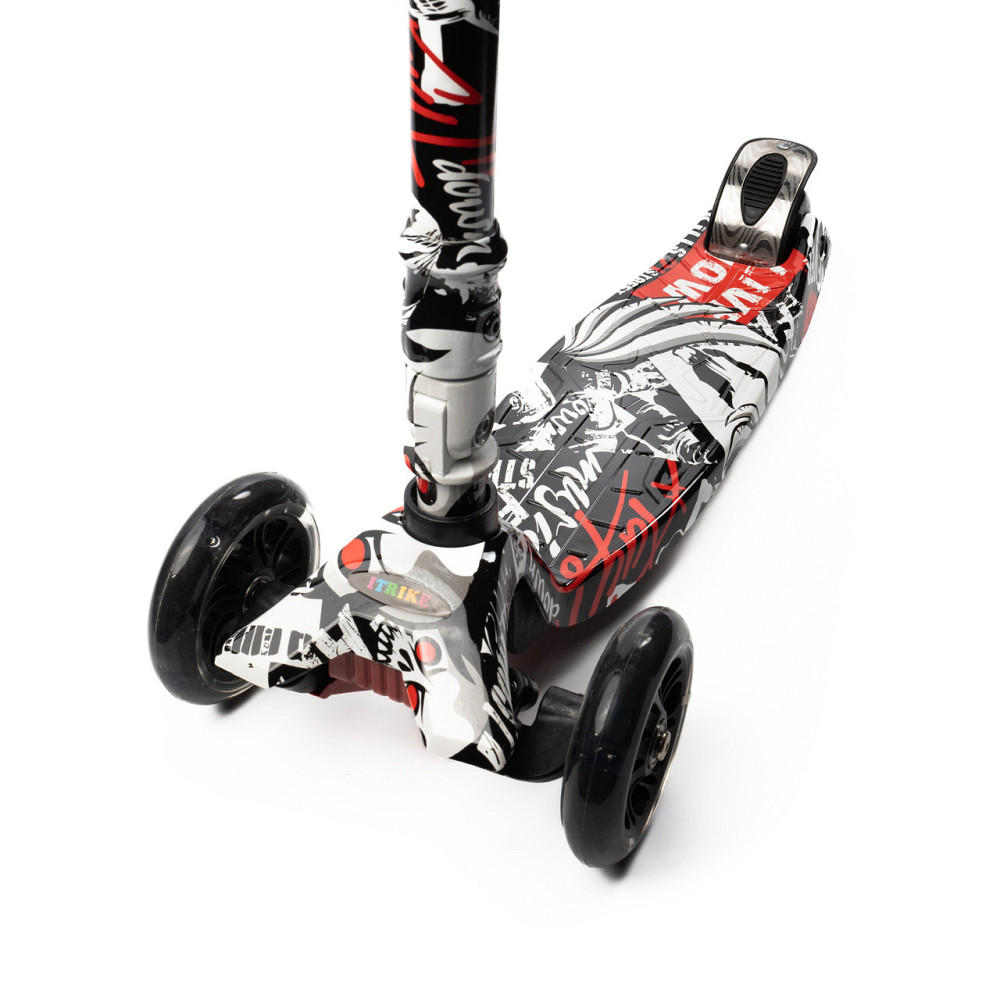 Самокат дитячий триколісний iTrike MAXI Самокат JR 3-055-WP8 кермо 66-89см, колеса ПУ з підсвічуванням, Чорний Кам'янець-Подільський - фото 3