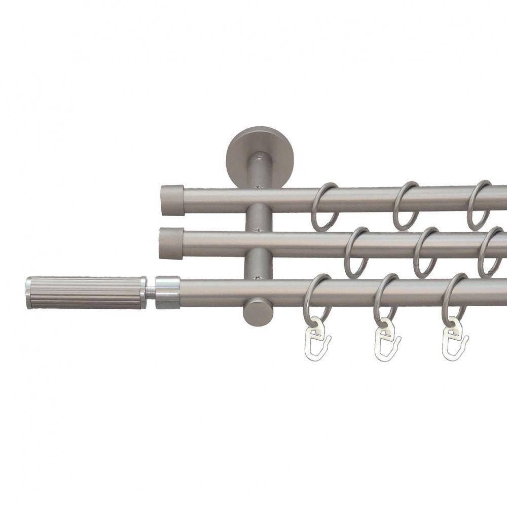 Карниз Orvit Галерія металевий трирядний циліндр (20 см) гладка труба кільце металеве Сатин 16\16\16 мм 160 см Львов - изображение 1