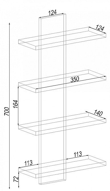 Полиця навісна ПН-5, Дуб Аппалачі, 350/140/700 Львів - фото 4