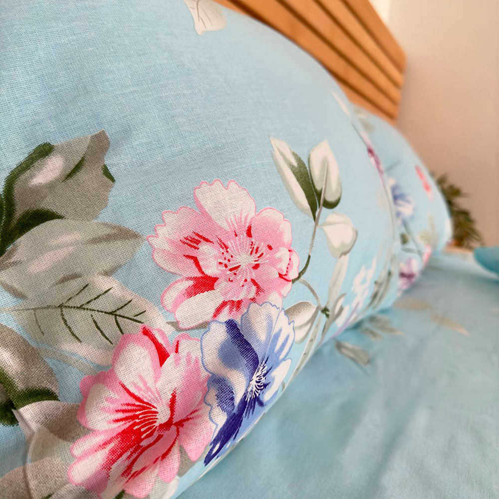 Полуторный комплект постельного белья Цветы 100% хлопок YouStar (Голубой) Сумы - изображение 2