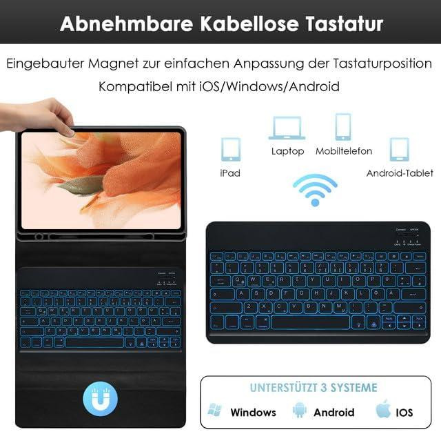 Фирменный чехол-клавиатура для Samsung Galaxy Tab S10+ /S9+ Plus /Tab S9 FE+12.4 дюй SM-X810/SM-X816B/SM-X818U/SM-X616B 2023 Днепр - изображение 5