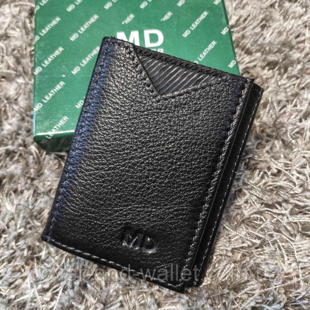 Черный мужской маленький бумажник из натуральной кожи MD 610 Киев - изображение 1
