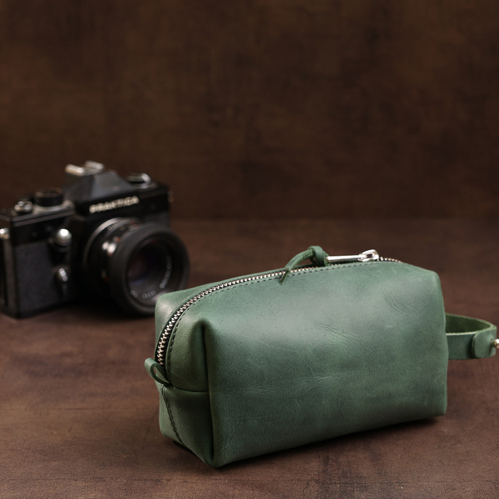 Шкіряна косметичка унісекс GRANDE PELLE 11571 Зелений Київ - фото 6