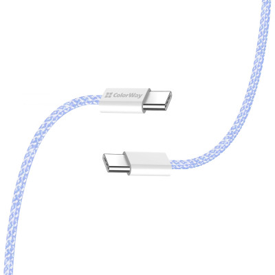 Дата кабель USB-C to USB-C 1.0m 60W 3.0А purple ColorWay (CW-CBPDCC061-PU) Винница - изображение 11