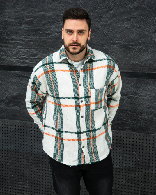 Сорочка чоловіча байка Біло-зеленийй M Харків - фото 1