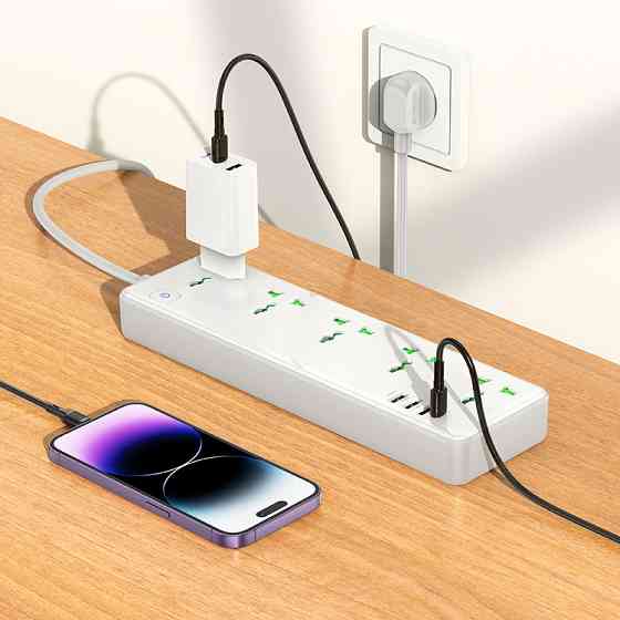 Мережевий подовжувач HOCO AC13A Talento 5-position socket(1C3A) (1,5 m) White Одеса