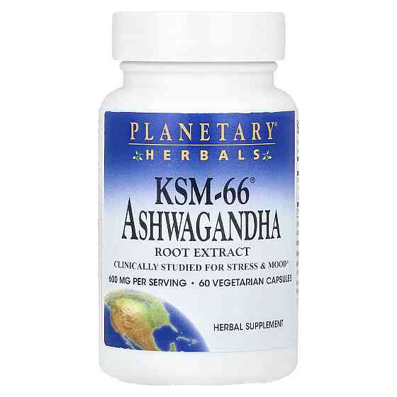 Ашваганда Planetary Herbals KSM-66® Ashwagandha Root Extract, 60 Vegetarian Capsules (300 mg per Capsule) Луцк