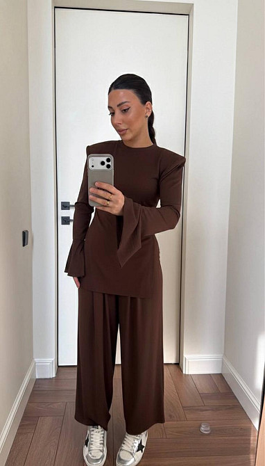 Жіночий стильний повсякденний костюм із віскози Шоколад, 42/46 Одеса - фото 1