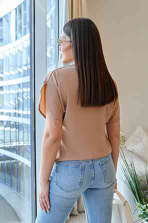 Літня блуза з розрізним рукавом "Moon"| Батал 50-52, Капучіно Київ