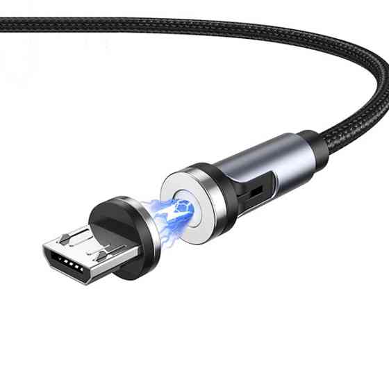 Магнітний кабель з наконечником UGreen Micro-USB для заряджання 540 Degree (Чорний, 1м) Николаев