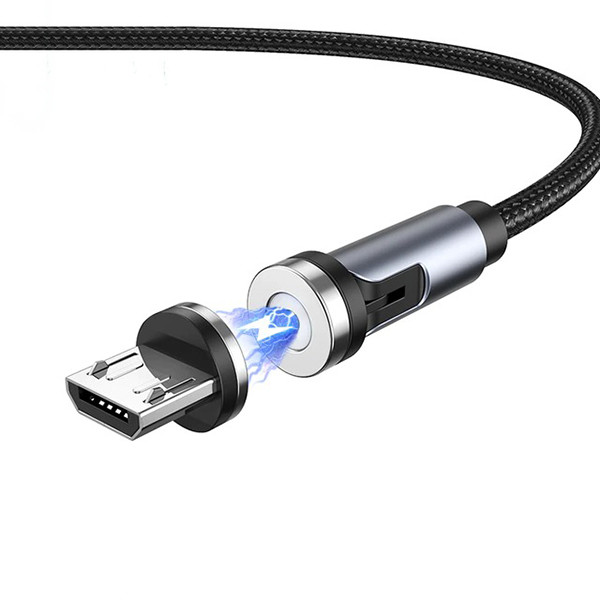 Магнітний кабель з наконечником UGreen Micro-USB для заряджання 540 Degree (Чорний, 1м) Николаев - изображение 1