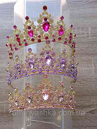 Диадема на обруче Корона серебренная с камнями Кривой Рог