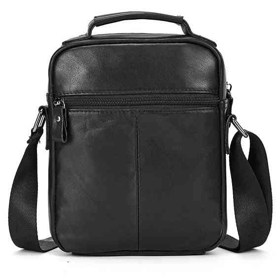 Сумка-барсетка мужская через плечо кожаная гладкая черная Tiding Bag TD-69291 Каменское