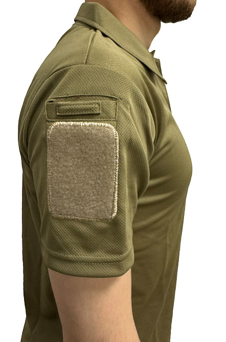 Футболка поло мужская с коротким рукавом тактическая, Поло с липучками на рукавах для военных Бежевый L Каменец-Подольский - изображение 3