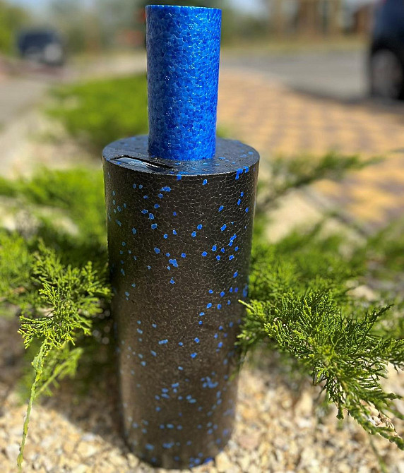 Масажний ролик (роллер) гладкий PowerPlay PP-4348 2 in 1 EPP Foam Roller Чорно/Синій (33x14см.) Кам'янське - фото 8