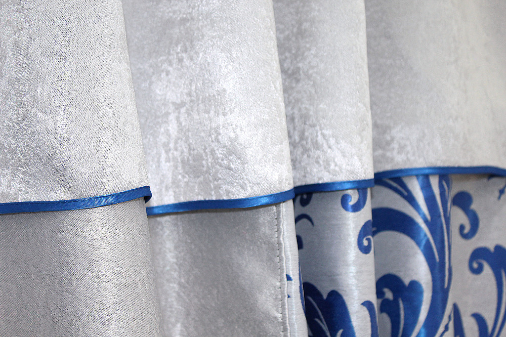Кухонний комплект VR-Textil № 097к шторка з ламбрекеном сірий з синім 270х170 см (50-931) Киев - изображение 4